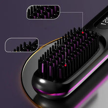 Load image into Gallery viewer, Cordless Hair Straightener Brush LCD Display Cordless Electric Hot Comb With 3 Heating Settings USB Charging 30s Heat-up