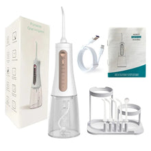 Load image into Gallery viewer, Oral Irrigator Protable Water Flosser with Storage Holder Rechargeable 5 Modes Dental Water Jet 350ML Tank IPX7 Waterproof 6 Jet