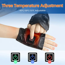 Load image into Gallery viewer, Smart Wireless Heating Leather Gloves Winter Thermal Fingerless Glove Hand Keep Warm