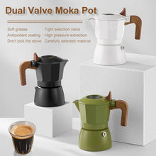 Load image into Gallery viewer, Espresso Maker Dual Valve Moka Pot Vintage Wooden Handle150ML Coffee Maker Ceramic Spray Layer Cafe Pot Kitchen Cafe Accessories