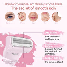 Load image into Gallery viewer, 2-IN-1 Electric Shaver Razors for Women Legs Underarm Face Pubic Hairs,Wet Dry Use Rechargeable Bikini Trimmer Hair Removal
