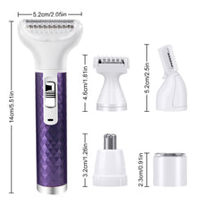 Load image into Gallery viewer, 5 IN 1 Electric Hair Removal Epilator Wet&Dry Lady Shaver Nose Hair Trimmer Eyebrow Shaper Leg Armpit Bikini Trimmer Women Razor