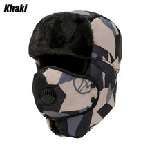 Load image into Gallery viewer, Men Trapper Hat Ski Cap Ushanka Russian Cossack Faux Fur Earflap Warm Winter Camouflage Bomber Hats Women Earflap Bonnet