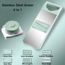 Load image into Gallery viewer, 6 in 1 Stainless Steel Multifunctional Safe Fruit Vegetable Slicer Cutter Shredders Carrot Grater Potato Peeler Chopper Kitchen