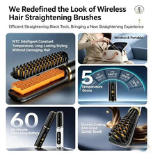 Load image into Gallery viewer, Anti-Scald Portable Hair Straightening Brush Rechargeable Hot Brush with Display for Frizz Control and Hair Ends