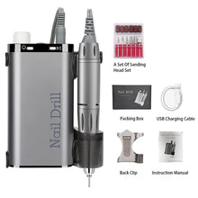 Load image into Gallery viewer, 35000RPM Electric Nail Drill Rechargeable USB Nail Manicure Machine For Salon Portable Professional Nail Sander for Polish