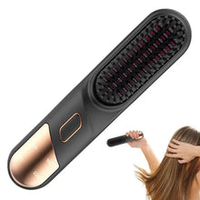 Load image into Gallery viewer, Hair Straightening Brush Fast Heating Negative Ion Hair Straightener Styling Comb 4 Temp Settings Rechargeable Anti-Scald Hair