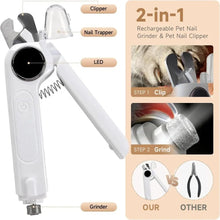 Load image into Gallery viewer, 2-in-1 Dog Cat Nail tool Ultra Quiet with Splash Guard Dog Cat Nail Trimmer LED Light Electric Pet Nail Clipper
