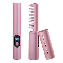 Load image into Gallery viewer, Curly Hair Straightener Iron Comb Cordless USB Charging Mini Hair Styling Curler with Three Gear Control Hair Styling Irons