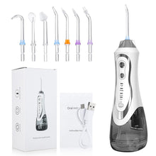 Load image into Gallery viewer, Water Flossers for Teeth Rechargeable Portable Dental Oral Irrigator 3 Modes 7 Nozzles 300ML Water Tank Waterproof Teeth Cleaner