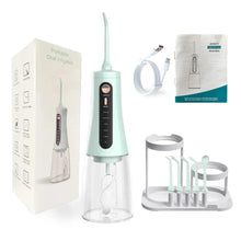 Load image into Gallery viewer, Oral Irrigator Protable Water Flosser with Storage Holder Rechargeable 5 Modes Dental Water Jet 350ML Tank IPX7 Waterproof 6 Jet