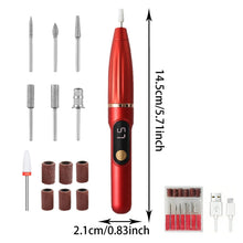 Load image into Gallery viewer, 2in1 Electric Nail Filer with Heads&Sand Circle Cordless Nail Art Drill 15000 RPM Manicure Grinder Set for Gel/Acrylic/Dip Powder