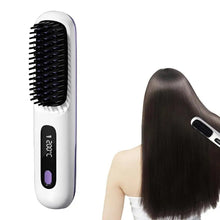 Load image into Gallery viewer, Hair Straightener Brush Electric Hot Comb With 3 Heating Settings USB Charging 30s Heat-up Negative Ion Hair Styling Accessories