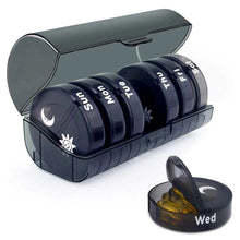 Load image into Gallery viewer, Pill Box Organizer Plastic Storage Box Container Portable Medicine Pill's Case Weekly Pillbox Hat for Tablets Rainbow 7 Days