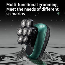 Load image into Gallery viewer, 6 in 1 7D Floating Cutter Beard Electric Head Shaver for Bald Men USB Wireless Charging Trimmer Clipper
