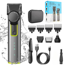 Load image into Gallery viewer, 4 IN 1 Hair Cutting Kits Professional Electric Trimmers Shaver Storage Package USB IPX5 Waterproof Body Grooming Clippers