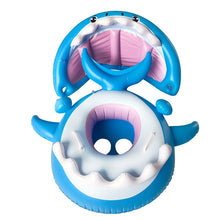 Load image into Gallery viewer, Inflatable Swimming Ring For Kids With Awning Shark Seat