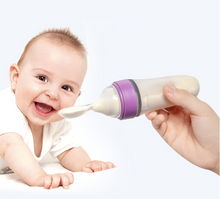 Load image into Gallery viewer, Baby Feeding Bottle Toddler Silicone Squeeze Feeding Spoon