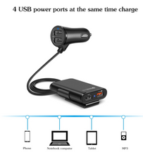 Load image into Gallery viewer, Back Seat QC3.0 2.4A3.1A 4 USB Car Charger With Cable A Clip