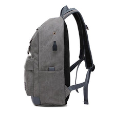 Load image into Gallery viewer, Unisex Canvas Backpack With USB Charging Port