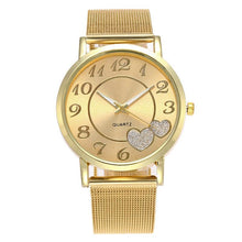 Load image into Gallery viewer, Heart-shaped Gold Alloy Mesh Belt Watch Ladies