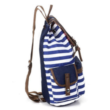 Load image into Gallery viewer, Women's Horizontal Striped Bag Canvas Backpack