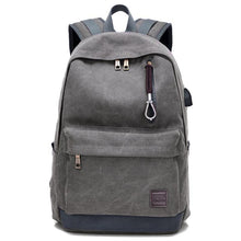 Load image into Gallery viewer, Unisex Canvas Backpack With USB Charging Port