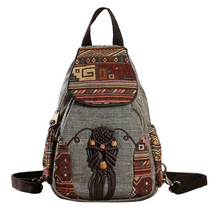 Load image into Gallery viewer, Women's Bag Shoulder Bag Canvas Retro Small Backpack (Light grey 32X22X12cm)
