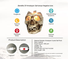 Load image into Gallery viewer, Skull Crystal Salt Lamp USB Dimmable