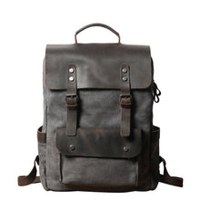 Load image into Gallery viewer, Breathable Leather Outdoor Canvas Backpack