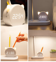 Load image into Gallery viewer, LED Eye Protection Desk Lamp Pen Holder With Clock