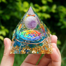 Load image into Gallery viewer, Handmade Amethyst Crystal Sphere Orgone Pyramid