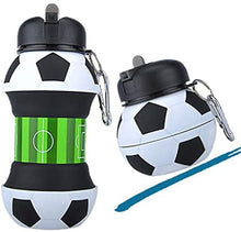 Load image into Gallery viewer, Football Soccer Silicone Water Bottle with Straw Foldable