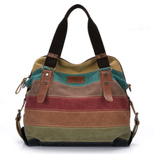 Load image into Gallery viewer, Europe and America Color Contrast Rainbow Stripe Canvas Bag