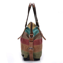 Load image into Gallery viewer, Europe and America Color Contrast Rainbow Stripe Canvas Bag