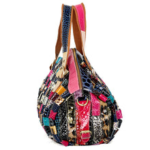 Load image into Gallery viewer, Quality Leather Colorful Geometric Pattern Stitching Handbag
