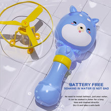 Load image into Gallery viewer, Bamboo Dragonfly Rotating Flying Bubble Machine