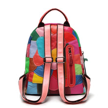 Load image into Gallery viewer, Large Capacity Leather Geometric Pattern Stitching Backpack