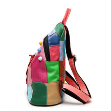 Load image into Gallery viewer, Large Capacity Leather Geometric Pattern Stitching Backpack