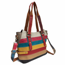 Load image into Gallery viewer, Women's Geometric Pattern Leather Casual Stripe Shoulder Bag