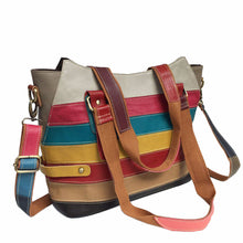 Load image into Gallery viewer, Women's Geometric Pattern Leather Casual Stripe Shoulder Bag