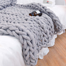 Load image into Gallery viewer, Handmade Coarse Yarn Knitted Chenille Rod Knitted Blanket