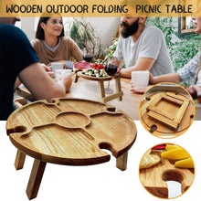 Load image into Gallery viewer, Wooden Outdoor Folding Picnic-table With Glass Holder