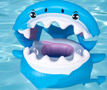 Load image into Gallery viewer, Inflatable Swimming Ring For Kids With Awning Shark Seat