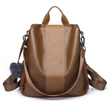 Load image into Gallery viewer, Soft Leather Backpack Female Large Capacity Retro Backpack