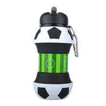 Load image into Gallery viewer, Football Soccer Silicone Water Bottle with Straw Foldable