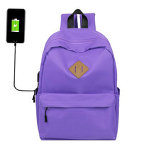 Load image into Gallery viewer, Universal Solid Color Backpack With USB Charging Port