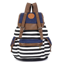 Load image into Gallery viewer, Women's Horizontal Striped Bag Canvas Backpack