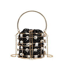 Load image into Gallery viewer, Metal Hollow Diamond Velvet Bracelet Handbag