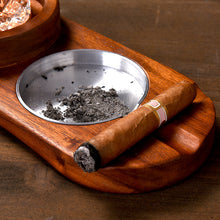 Load image into Gallery viewer, 2 In 1 Wooden Ashtray Rustic Wood Whiskey Glass Cup Tray Cigar Holder